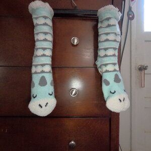 NWT Cozy Light Blue Unicorn Fuzzy Socks - Sherpa Lined Non-Slip